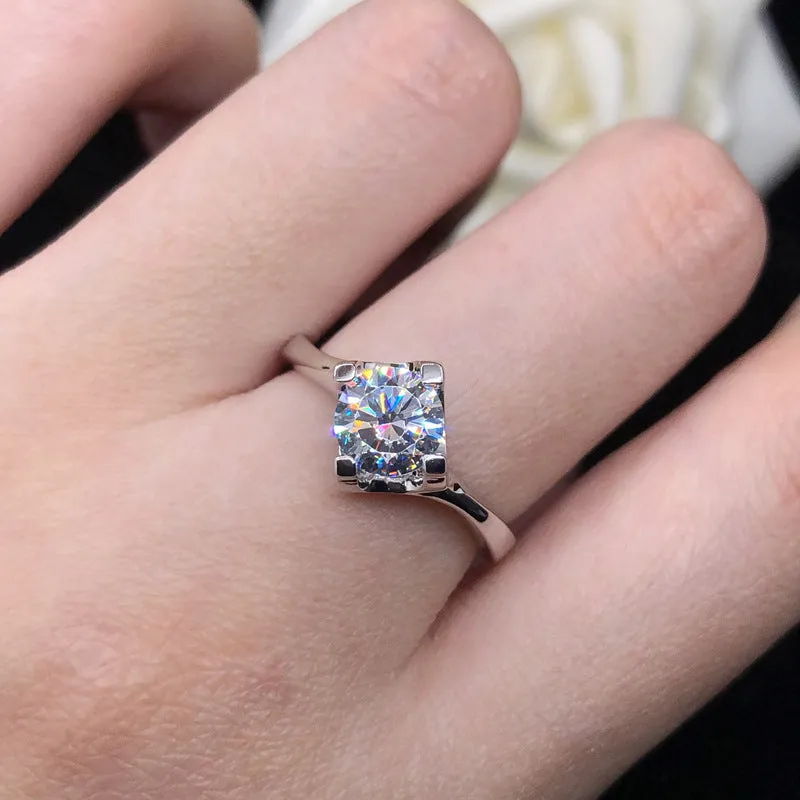 0.5 Carats Bypass Solitaire Moissanite Diamond Ring