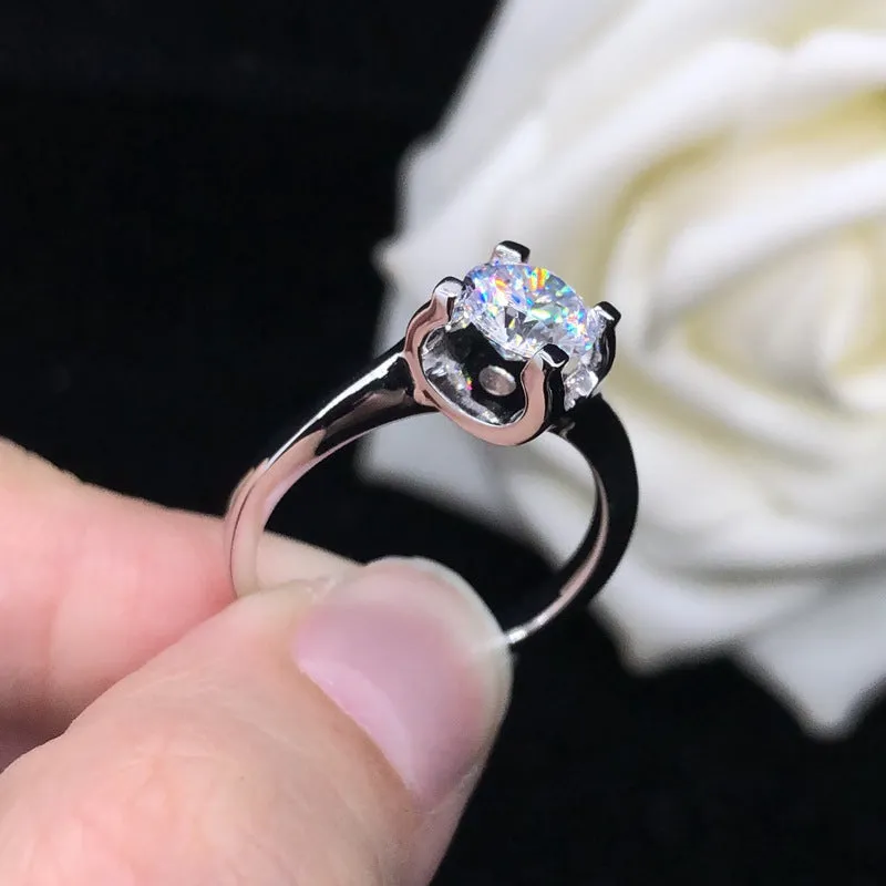 0.5 Carats Bypass Solitaire Moissanite Diamond Ring