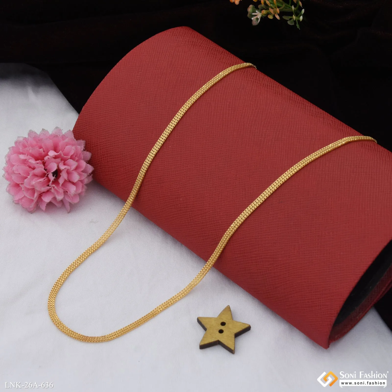 1 Gram Gold Plated Finely Detailed Chain for Ladies - Style A636