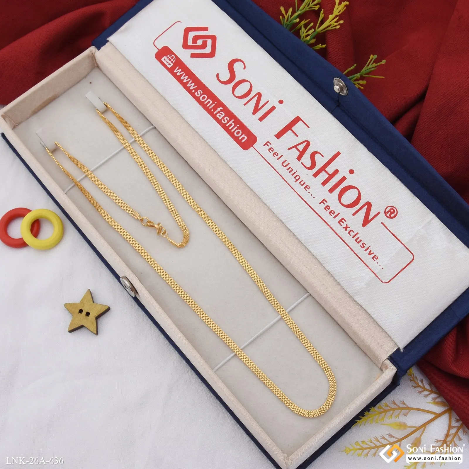 1 Gram Gold Plated Finely Detailed Chain for Ladies - Style A636
