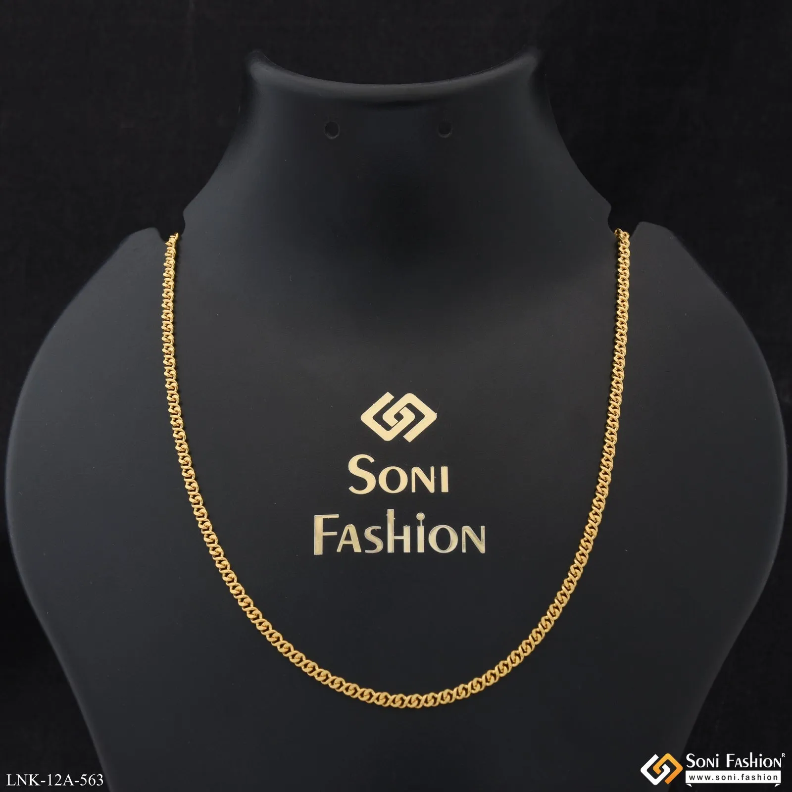 1 Gram Gold Plated Latest Design Link Chain for Ladies - Style A563