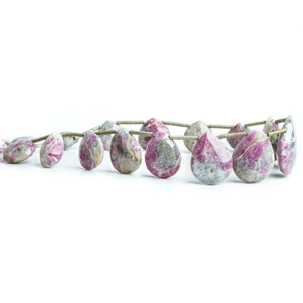 10x10mm-16x12.5mm Ruby in Marble Faceted Heart and Pear Beads 9 inch 16 pieces