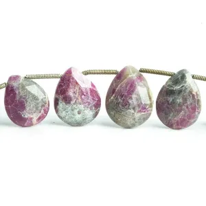 10x10mm-16x12.5mm Ruby in Marble Faceted Heart and Pear Beads 9 inch 16 pieces