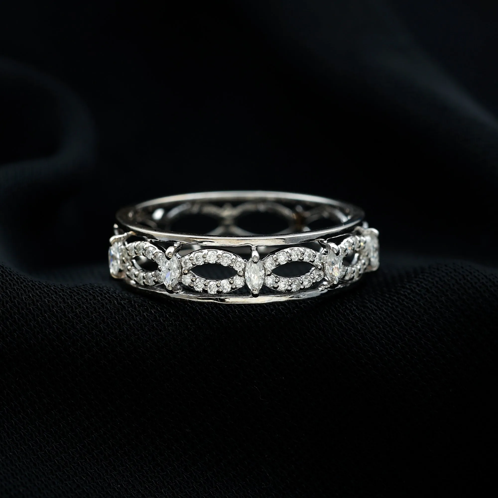 1/2 CT Certified Moissanite Infinity Wedding Band Ring in Gold