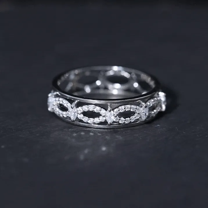 1/2 CT Certified Moissanite Infinity Wedding Band Ring in Gold