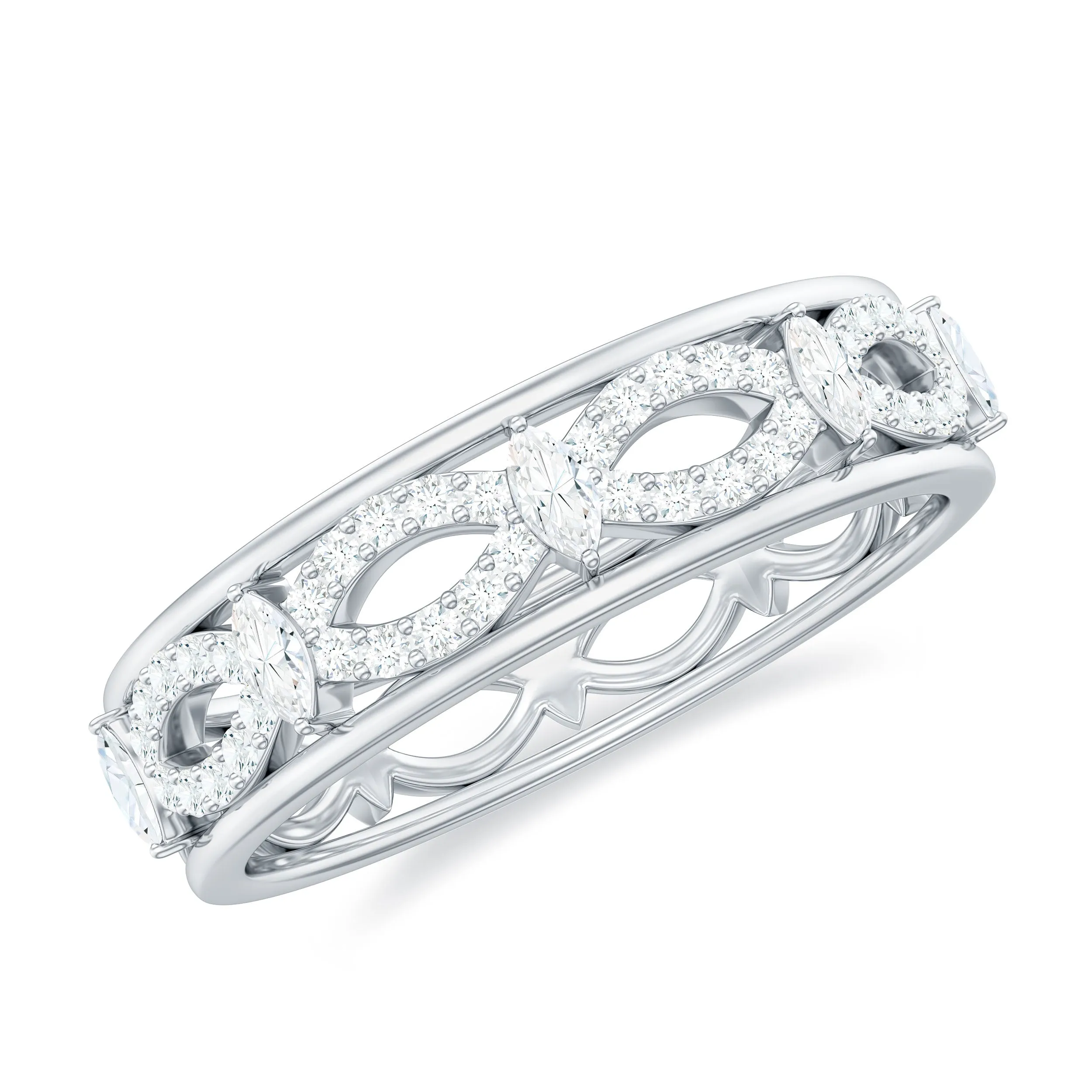 1/2 CT Certified Moissanite Infinity Wedding Band Ring in Gold