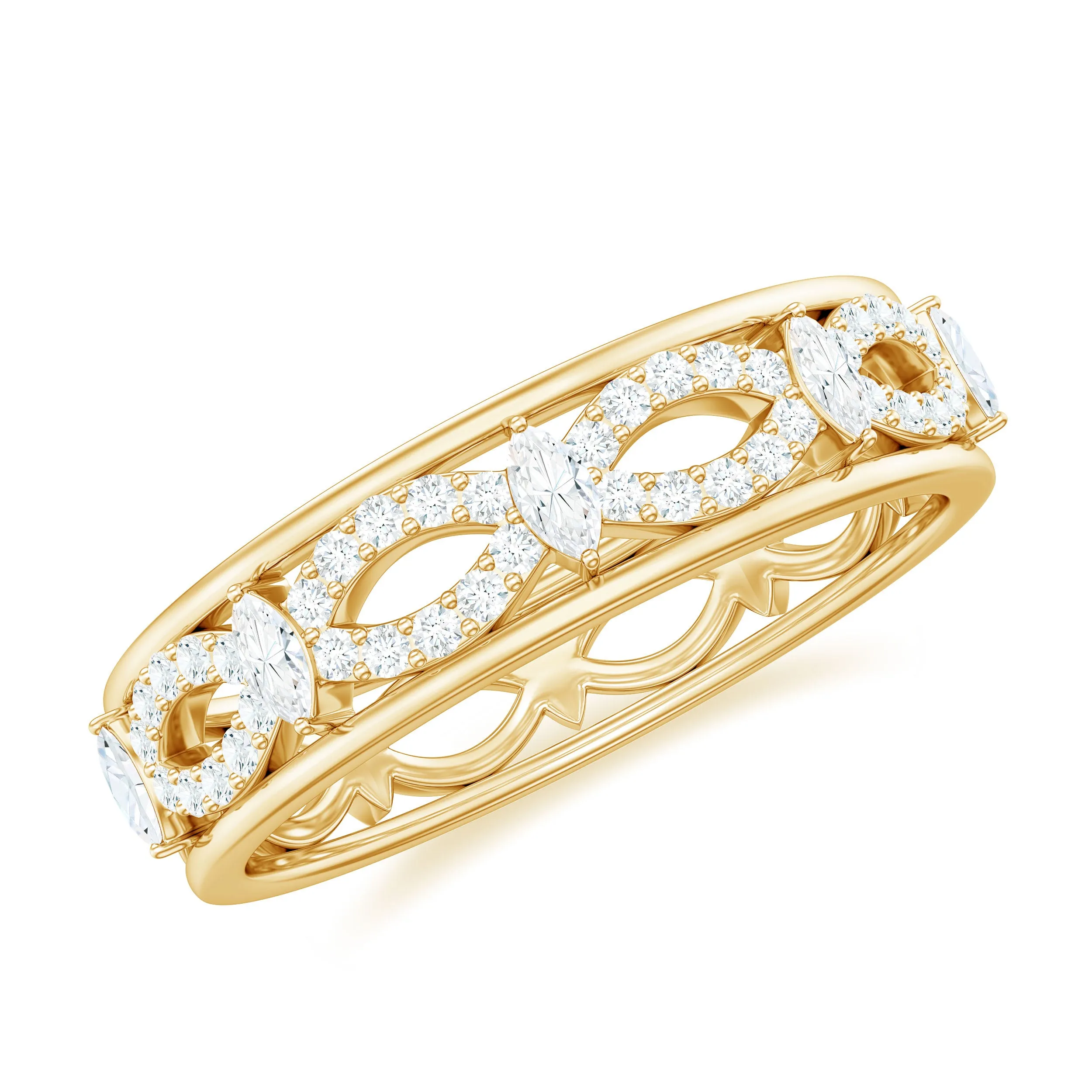 1/2 CT Certified Moissanite Infinity Wedding Band Ring in Gold