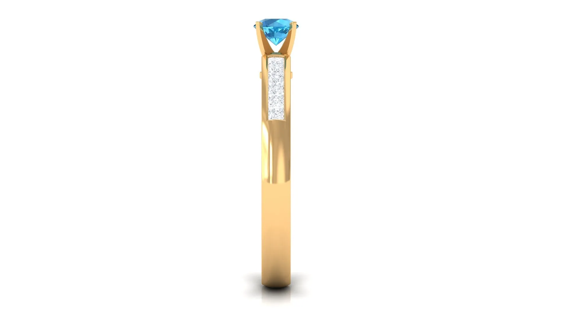 1/2 CT Solitaire Accent Ring with Swiss Blue Topaz and Diamond