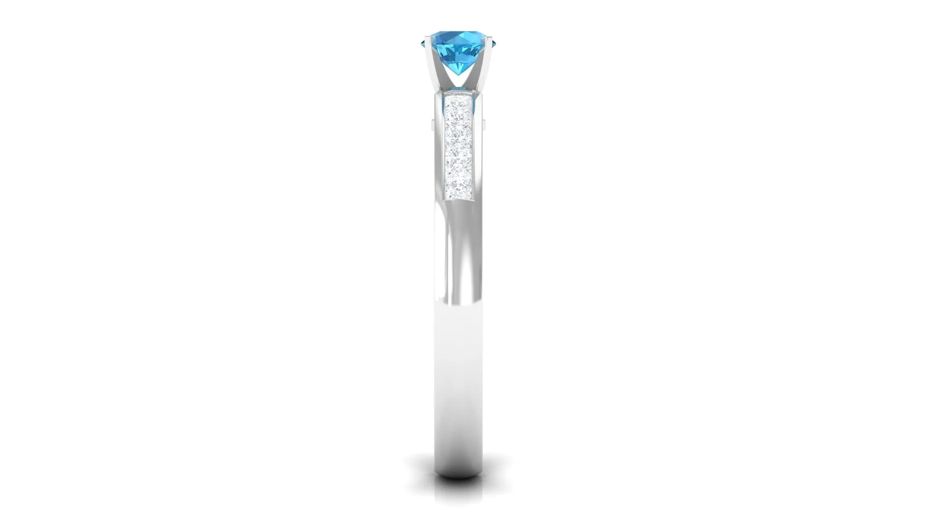 1/2 CT Solitaire Accent Ring with Swiss Blue Topaz and Diamond