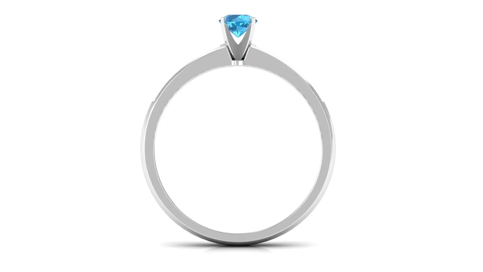 1/2 CT Solitaire Accent Ring with Swiss Blue Topaz and Diamond