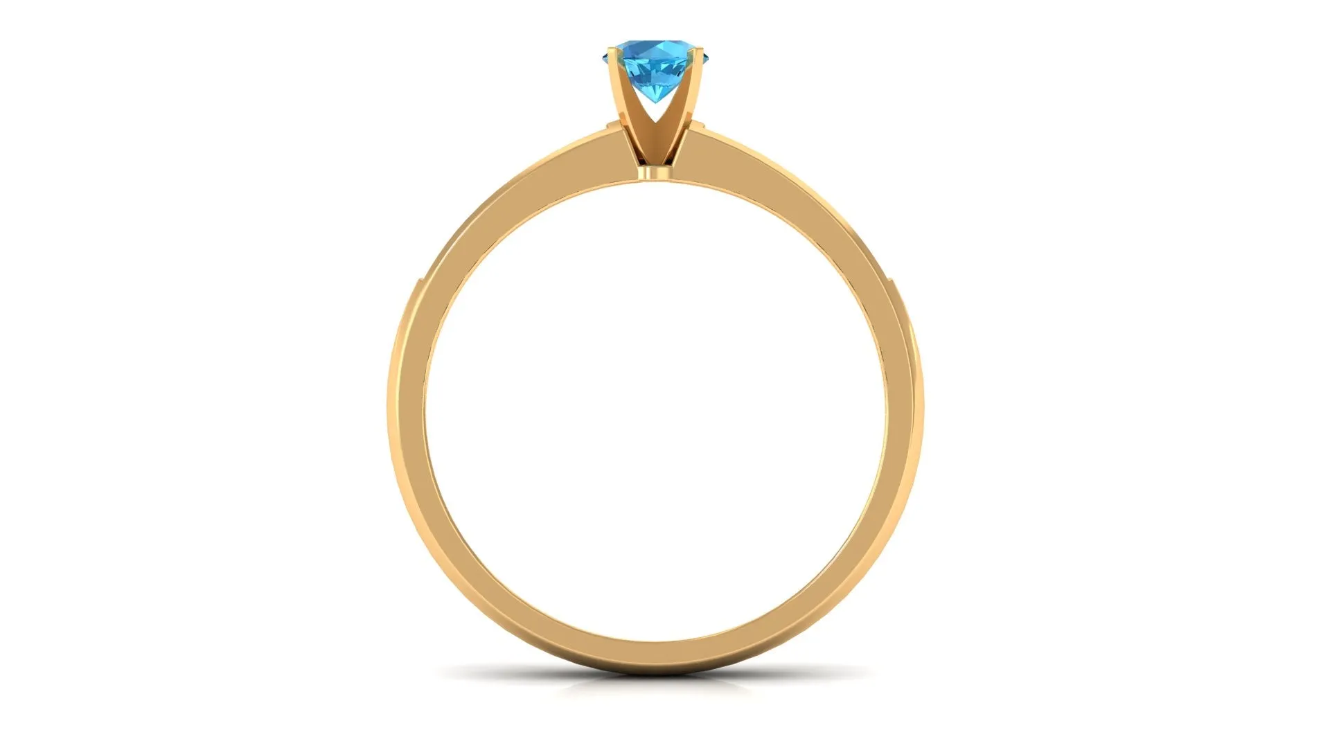 1/2 CT Solitaire Accent Ring with Swiss Blue Topaz and Diamond