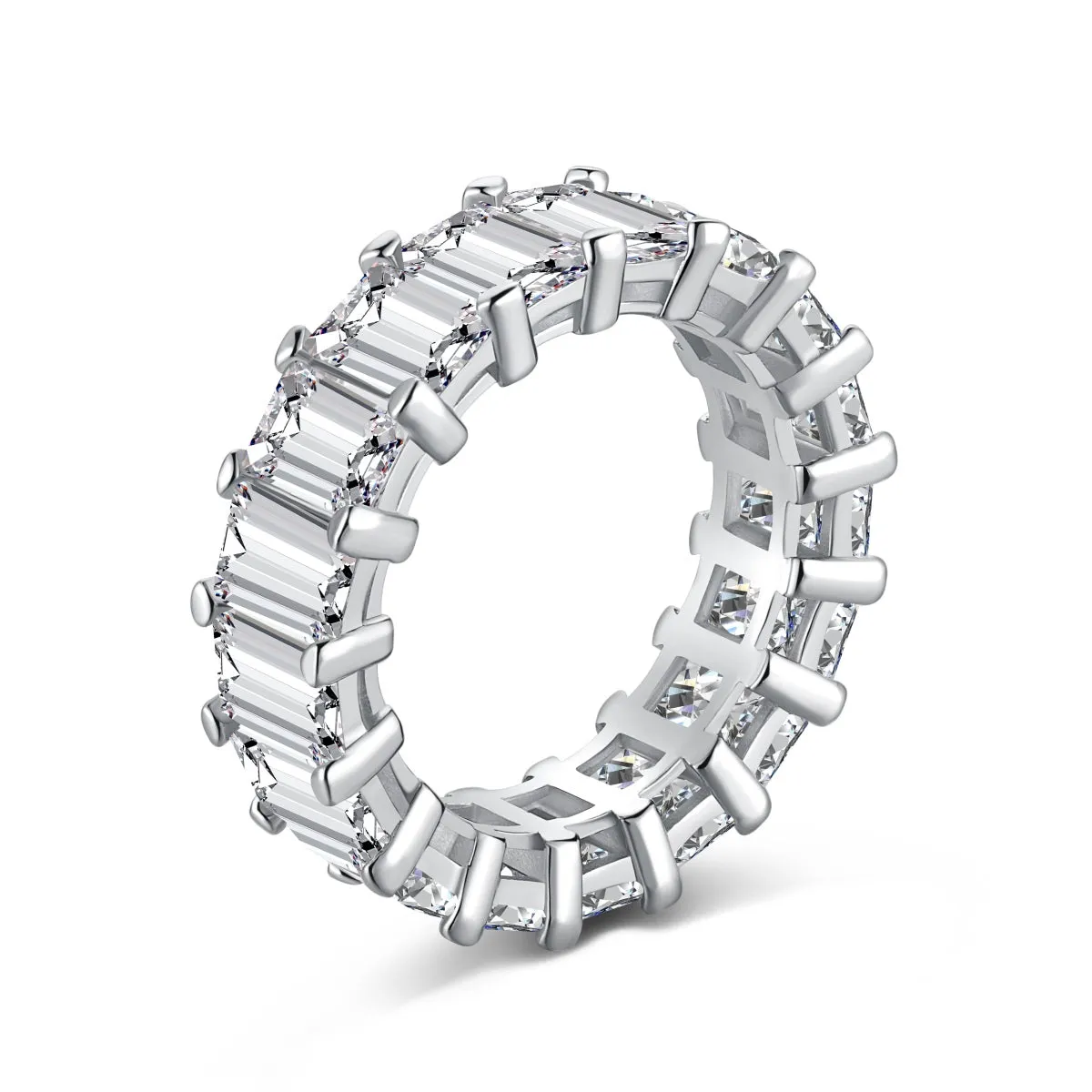 12 TCW Emerald Cut Full Eternity Band