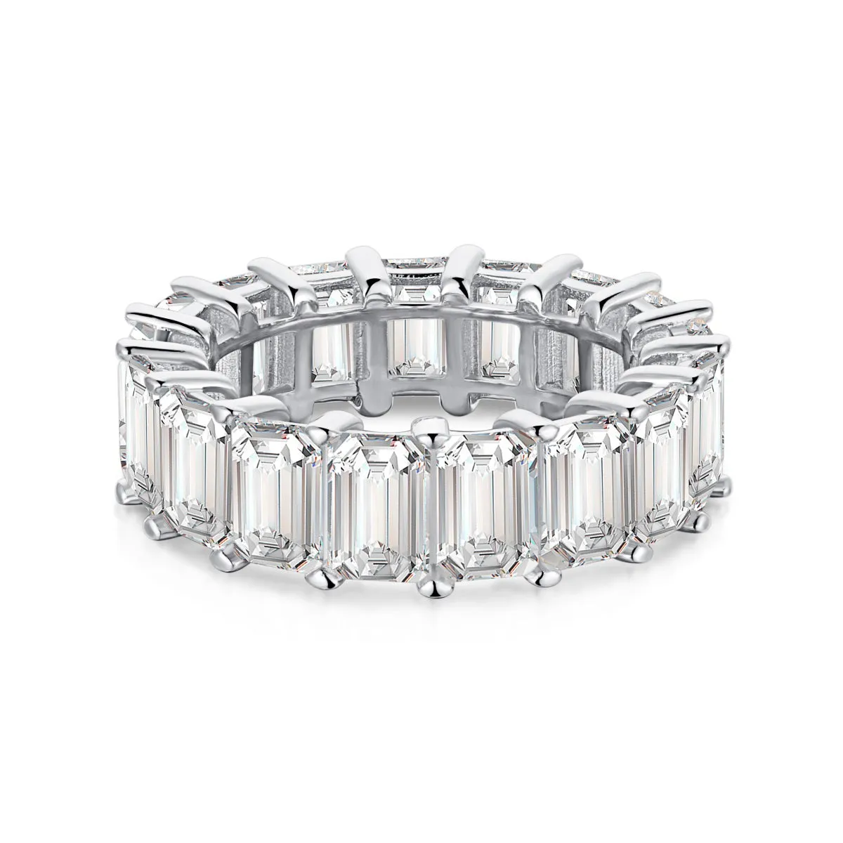 12 TCW Emerald Cut Full Eternity Band