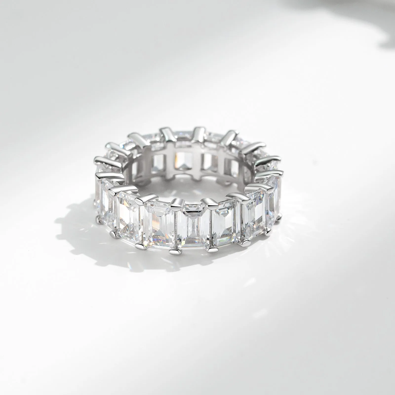 12 TCW Emerald Cut Full Eternity Band