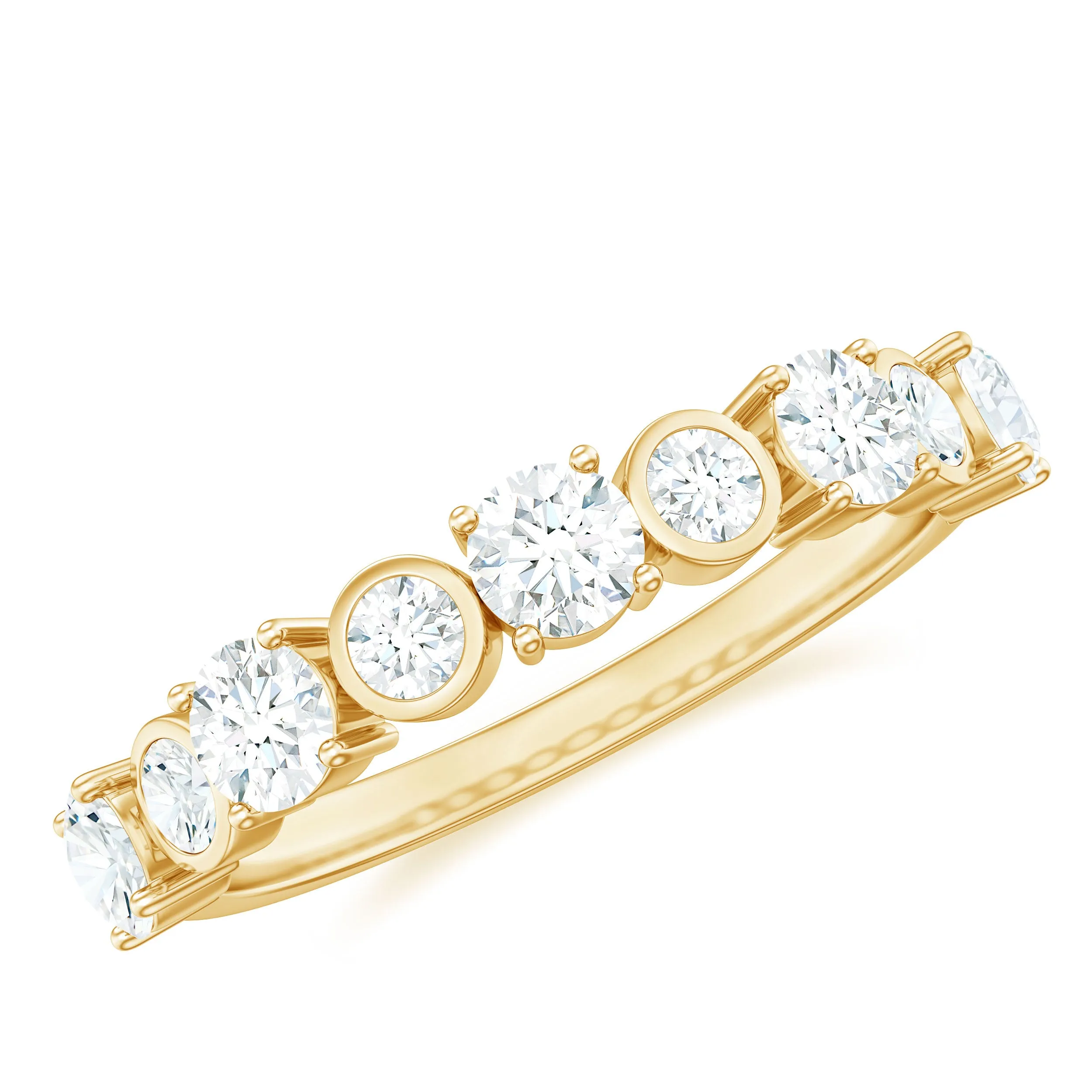 1.25 CT Certified Moissanite Half Eternity Gold Ring