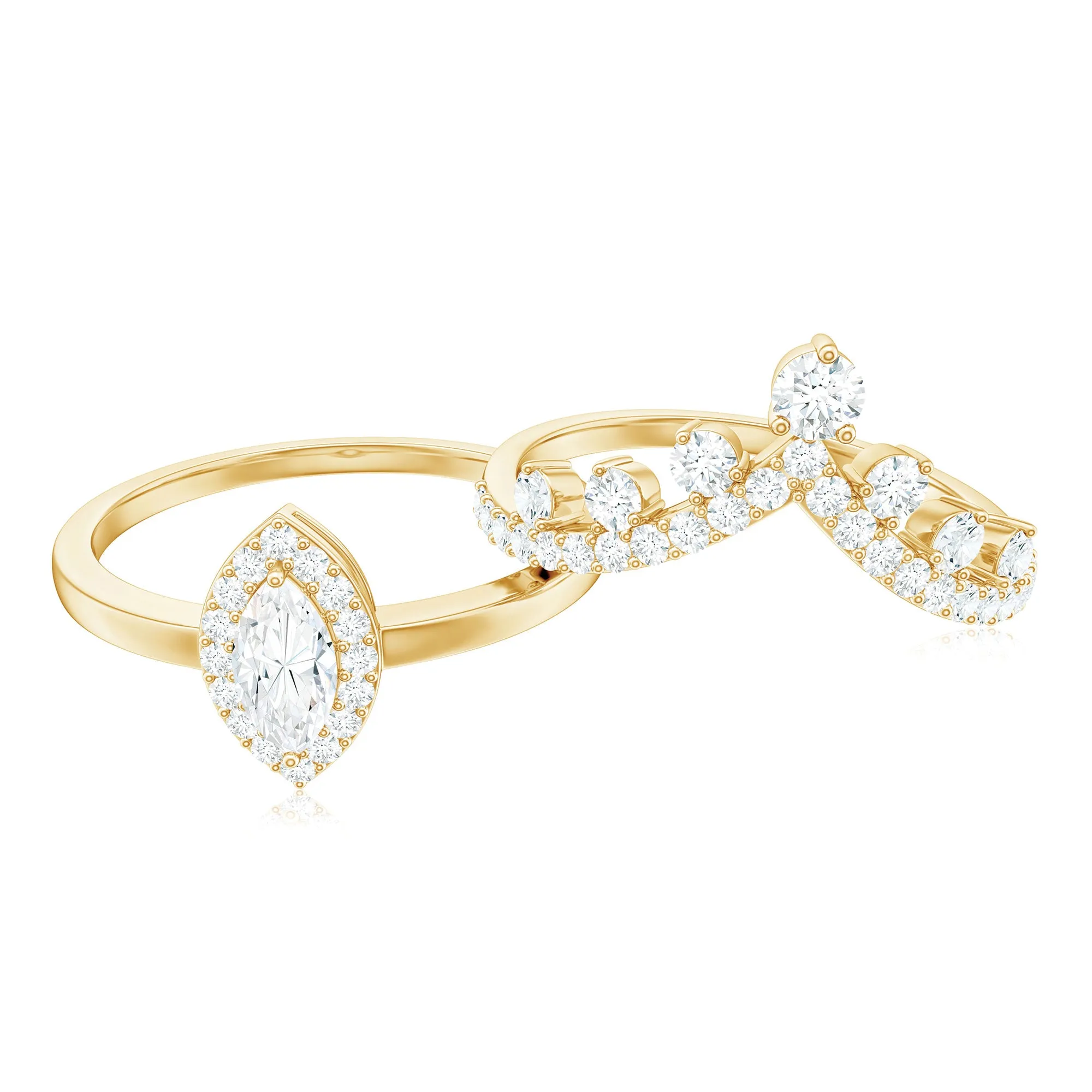 1.25 CT Marquise Cut Moissanite Designer Wedding Ring Set