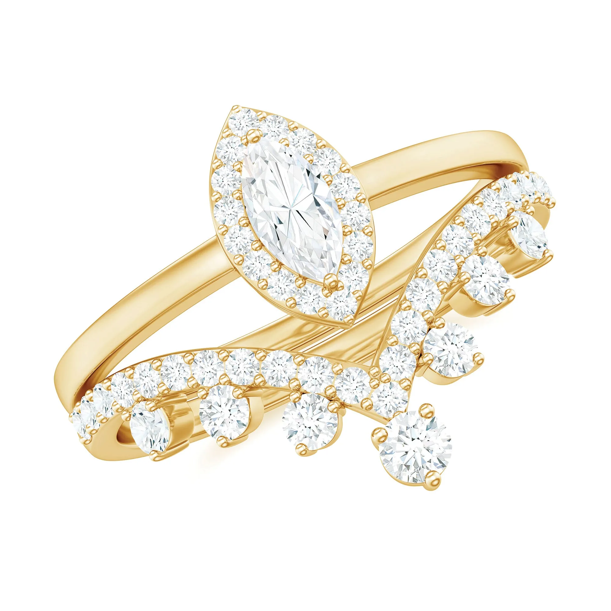 1.25 CT Marquise Cut Moissanite Designer Wedding Ring Set
