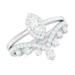 1.25 CT Marquise Cut Moissanite Designer Wedding Ring Set