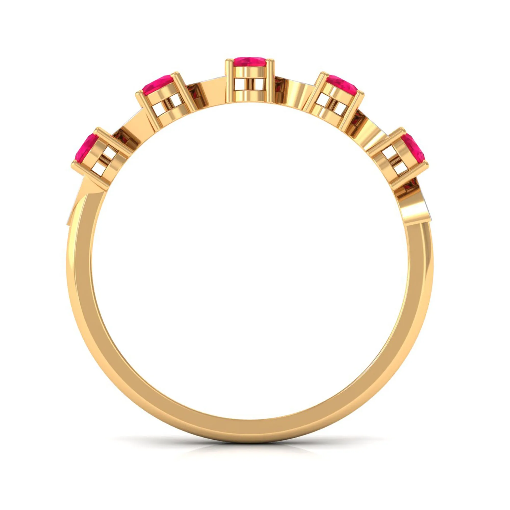 1.25 CT Pear Ruby Half Eternity Band Ring with Diamond