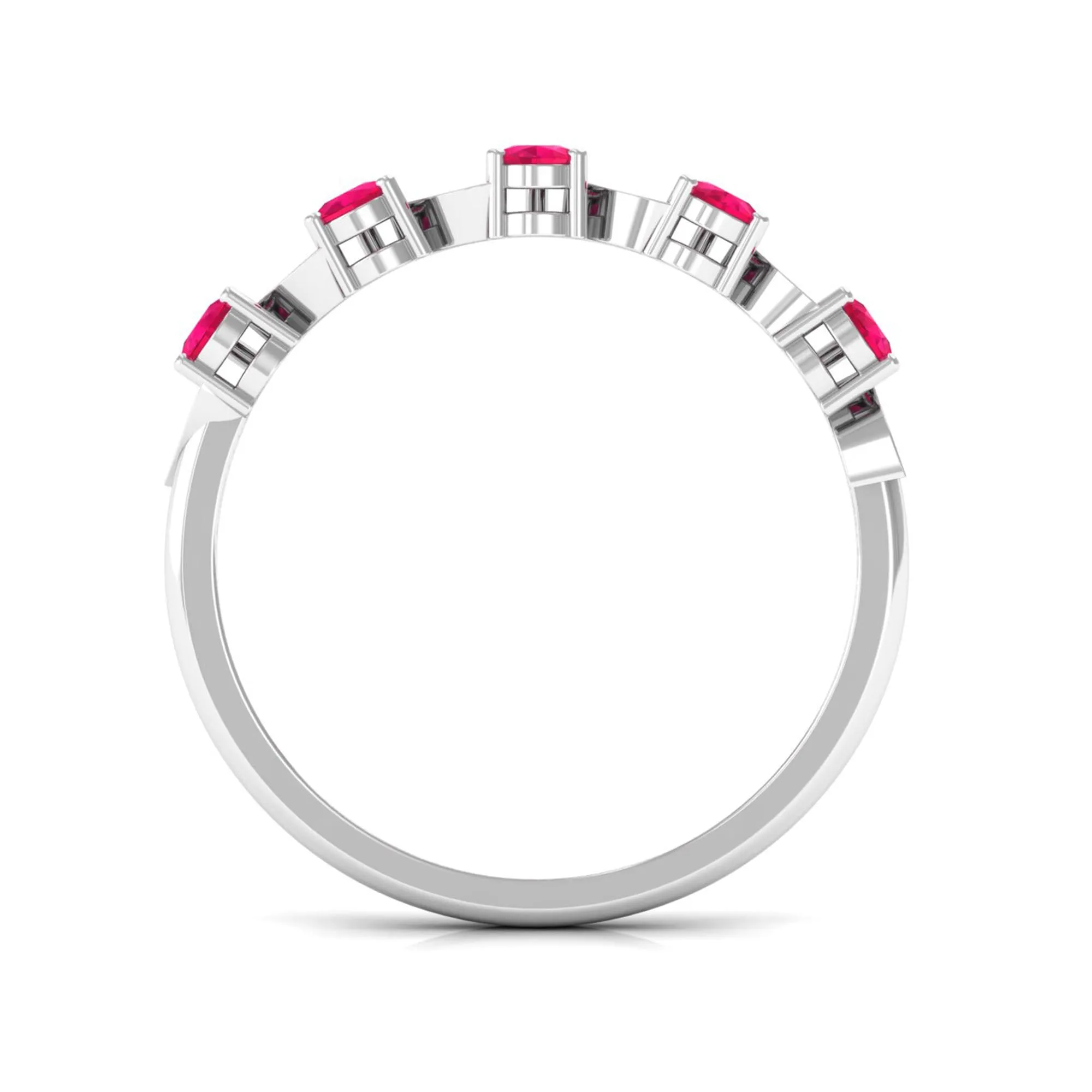 1.25 CT Pear Ruby Half Eternity Band Ring with Diamond