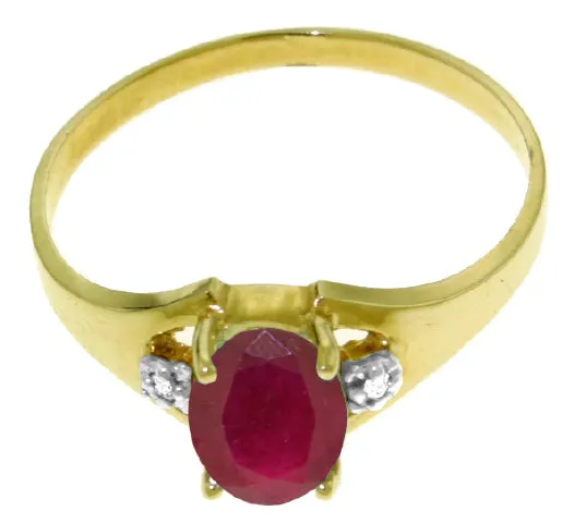 1.26 Carat 14K Solid Yellow Gold Rules Of Attraction Ruby Diamond Ring