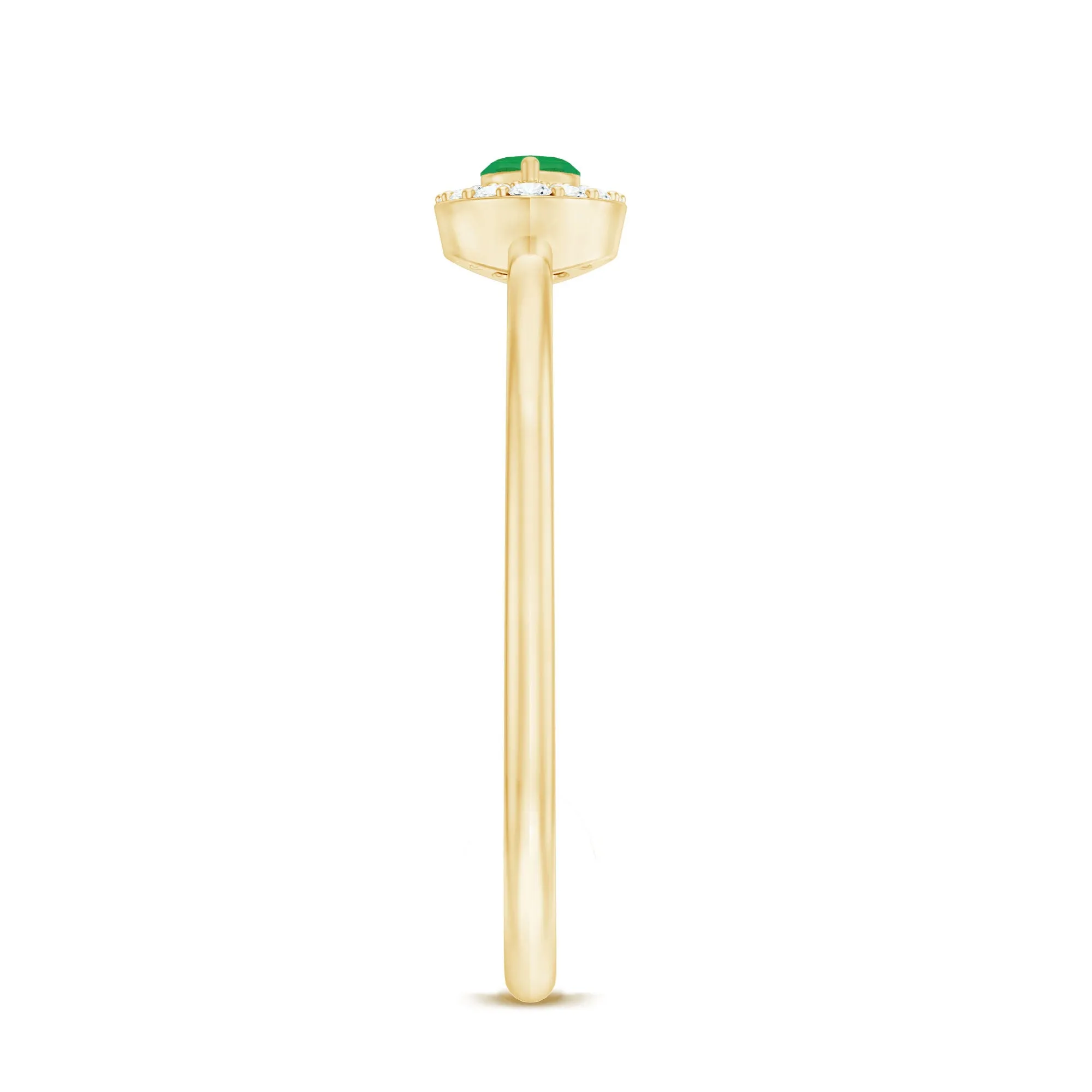 1/4 CT Dainty Emerald Ring with Diamond Halo