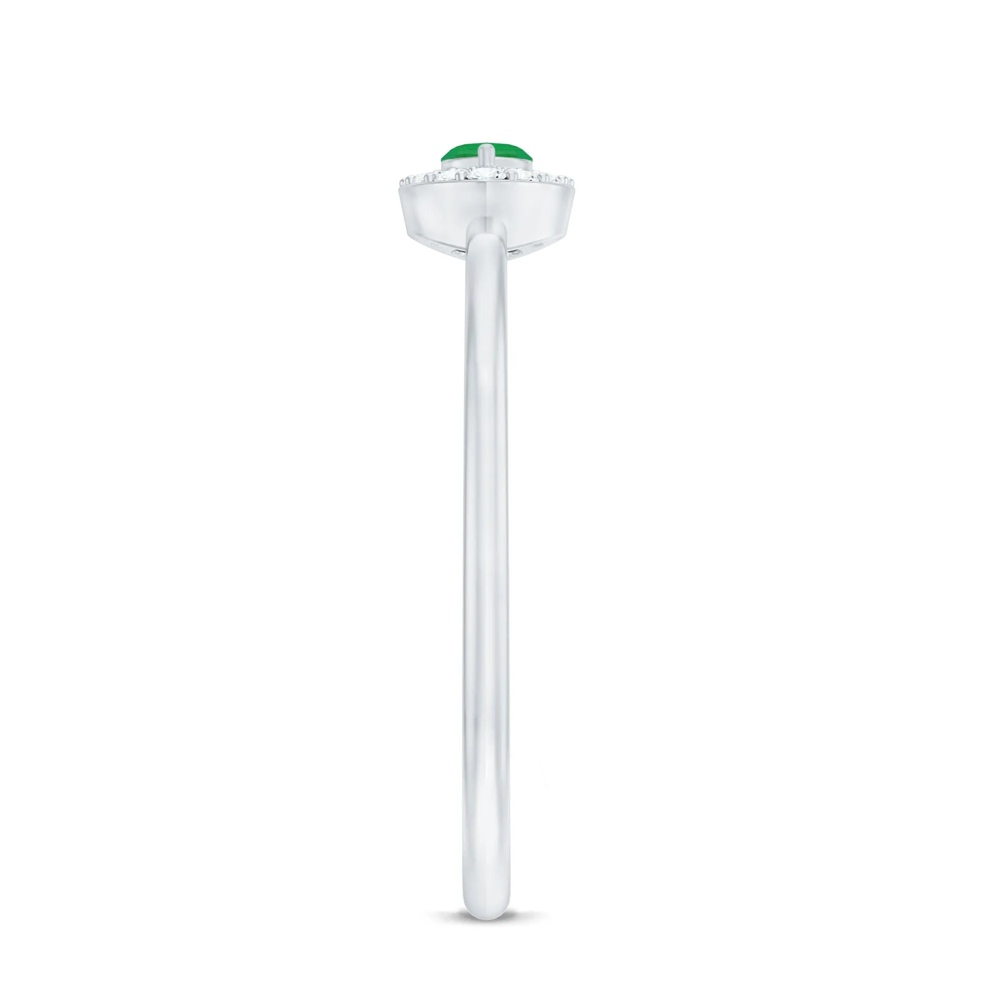1/4 CT Dainty Emerald Ring with Diamond Halo