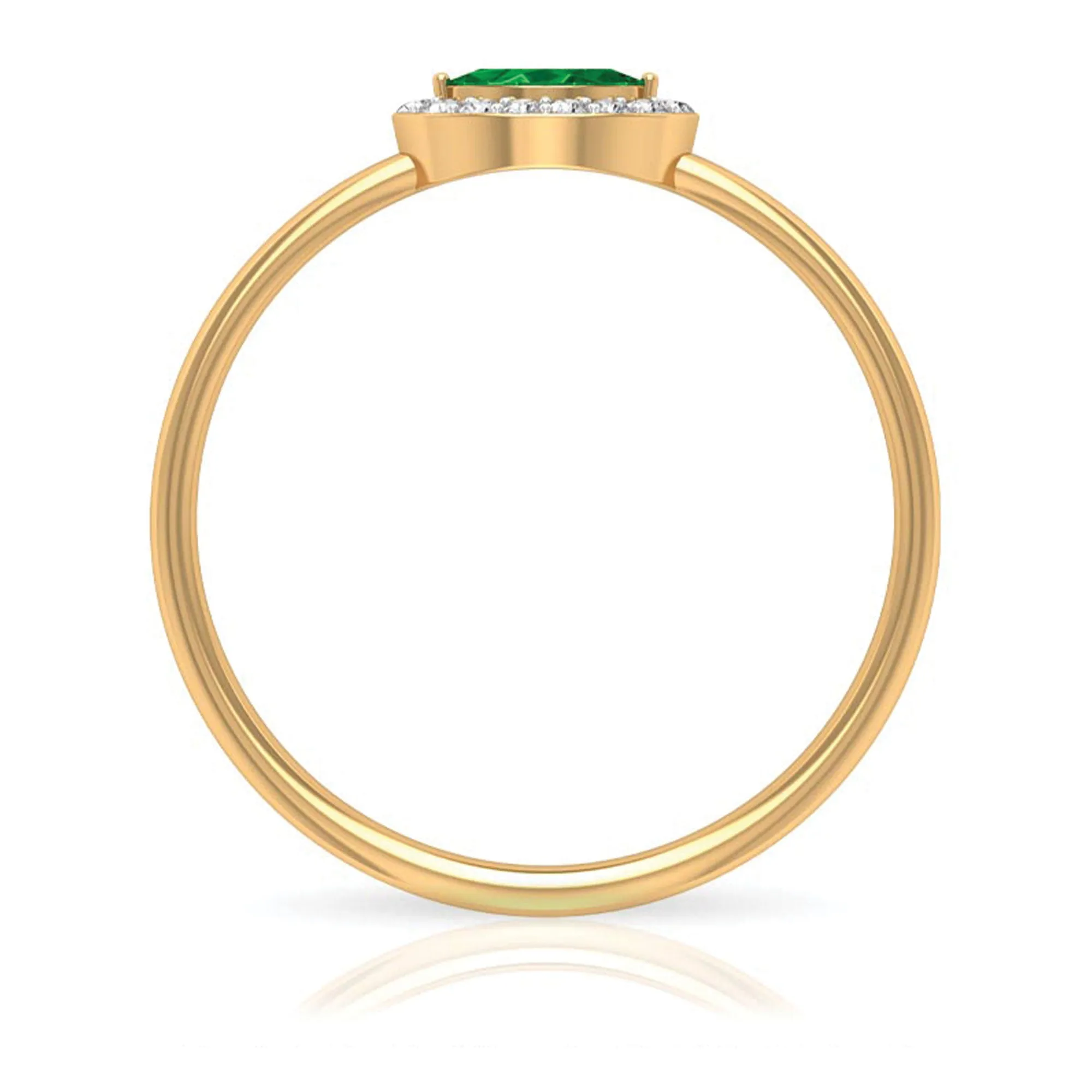 1/4 CT Dainty Emerald Ring with Diamond Halo