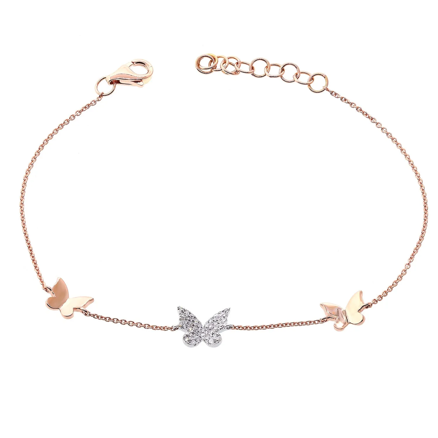 14k Gold & Diamond Butterfly Bracelet - 0.11ct