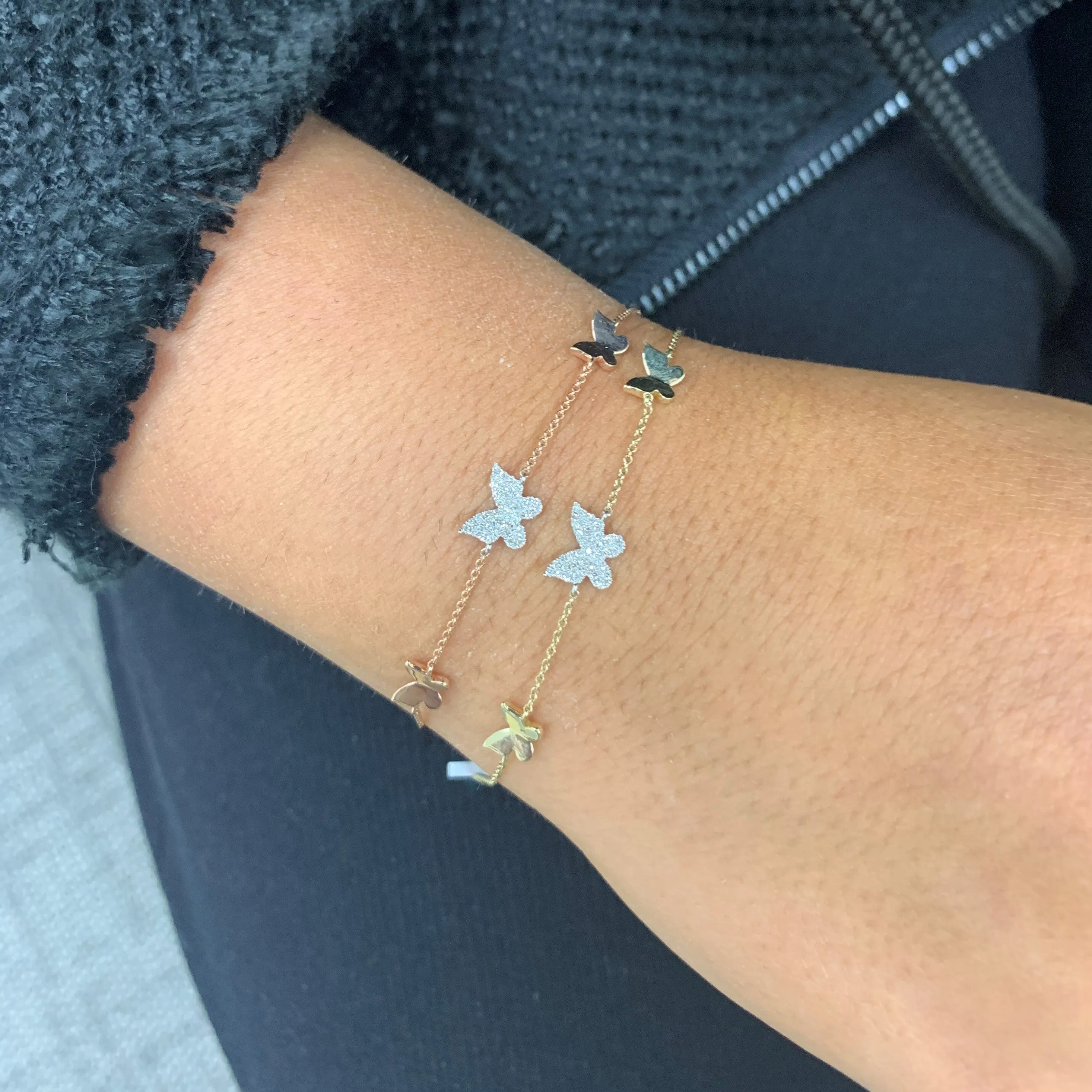 14k Gold & Diamond Butterfly Bracelet - 0.11ct
