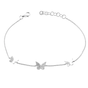 14k Gold & Diamond Butterfly Bracelet - 0.11ct