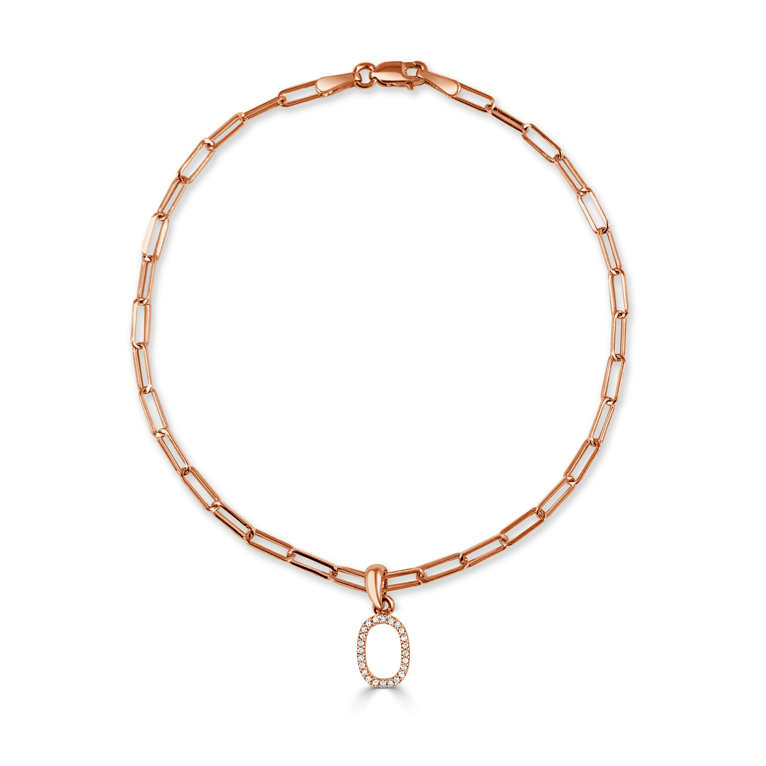 14k Gold & Diamond Initial Link Bracelet - 0.04ct - 0.09 ct