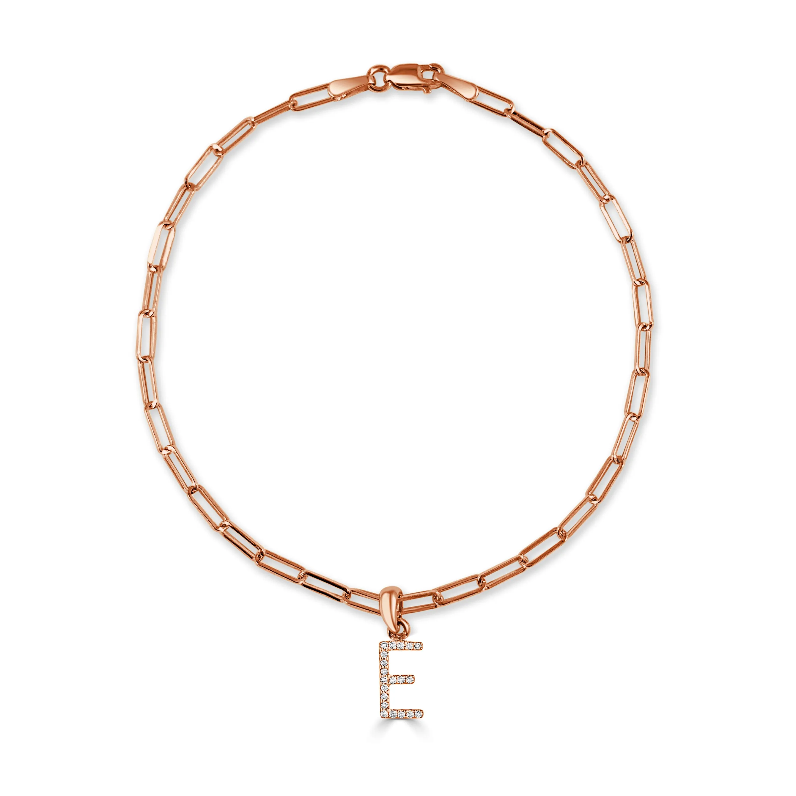 14k Gold & Diamond Initial Link Bracelet - 0.04ct - 0.09 ct