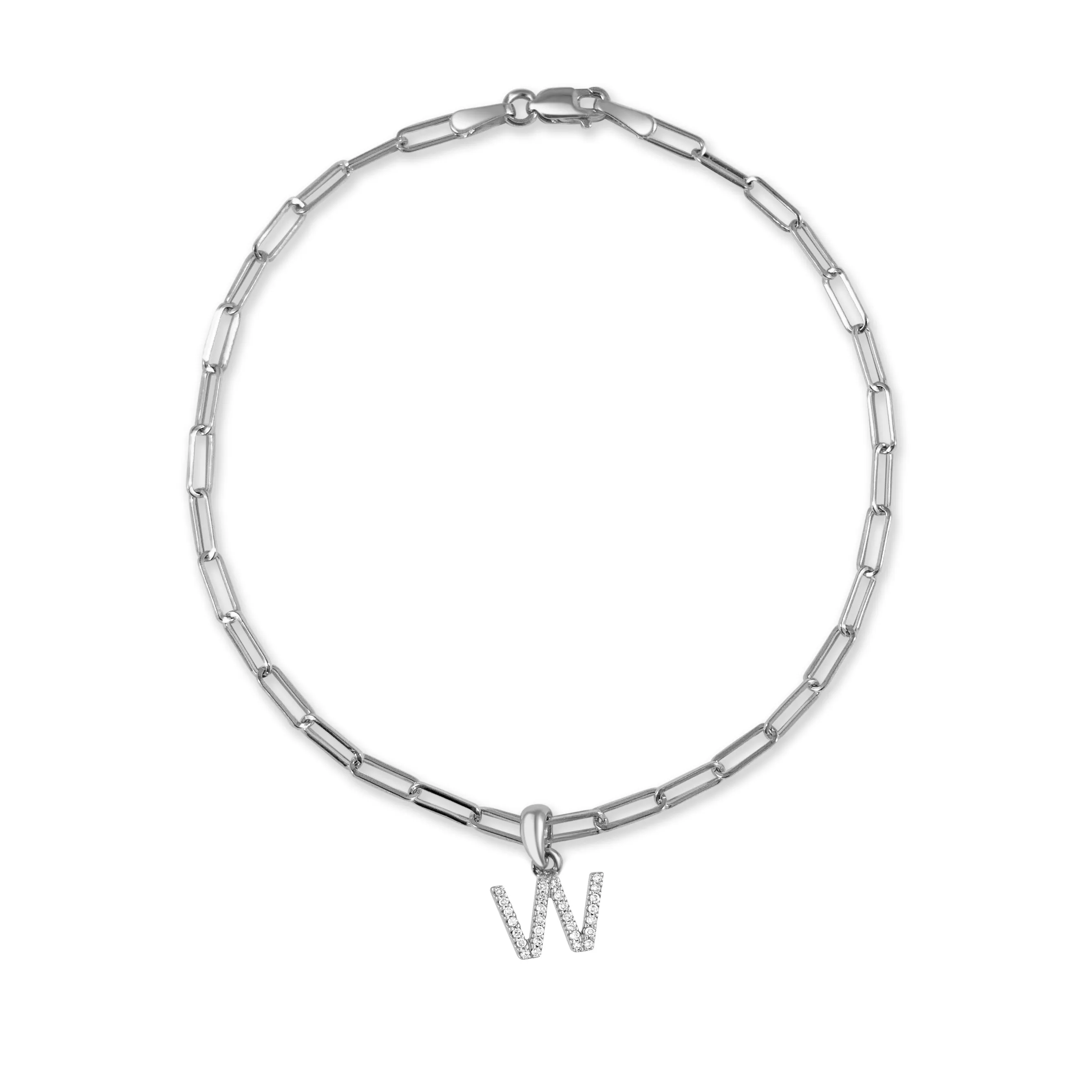 14k Gold & Diamond Initial Link Bracelet - 0.04ct - 0.09 ct