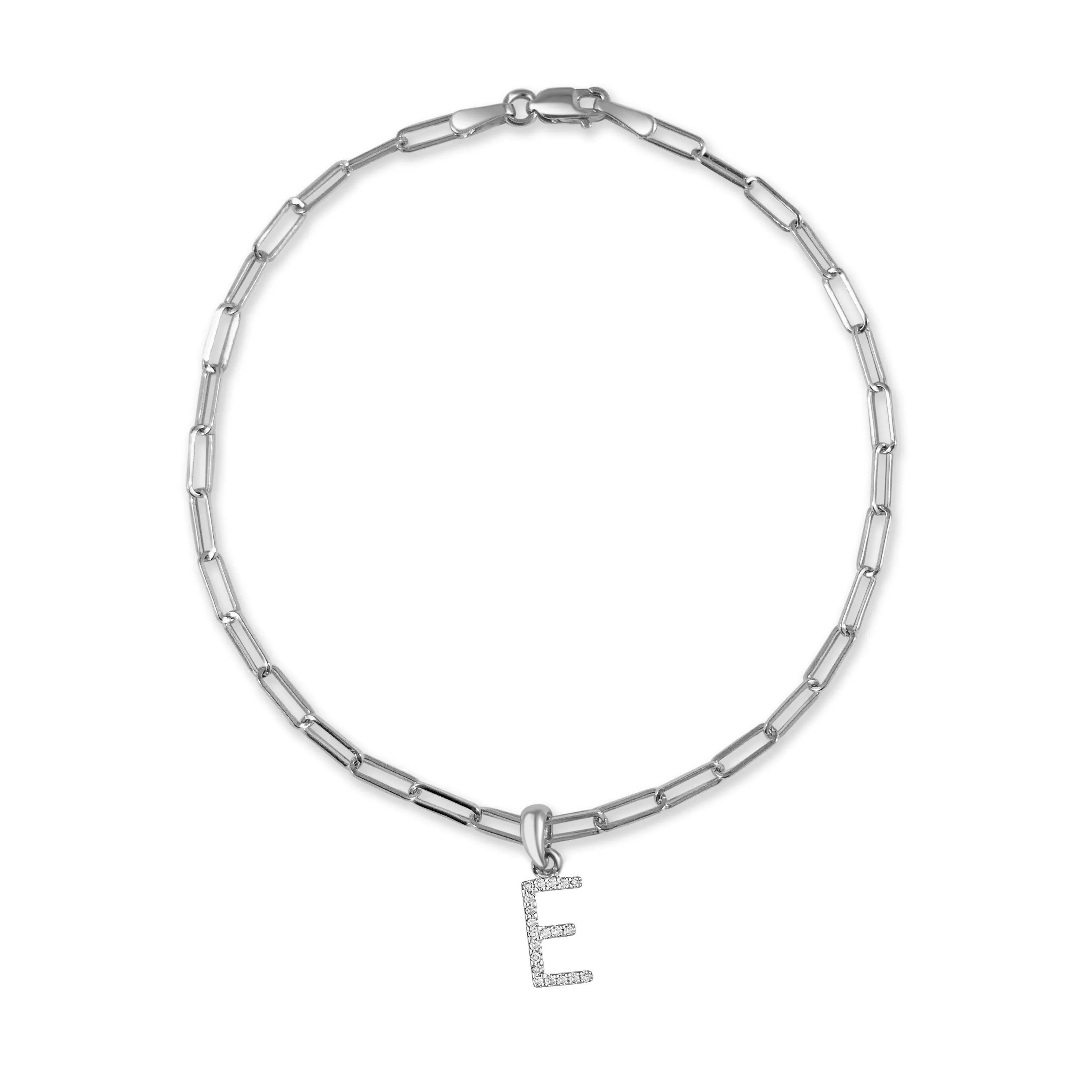 14k Gold & Diamond Initial Link Bracelet - 0.04ct - 0.09 ct