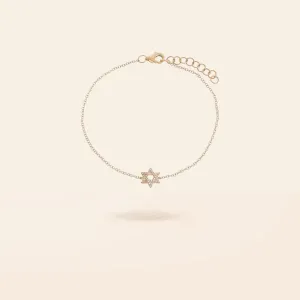 14K Gold Mini Diamond Star of David Bracelet