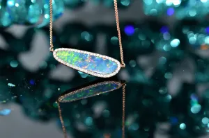 14K Rose Gold East-West Opal Doublet on an 18" Long Necklace