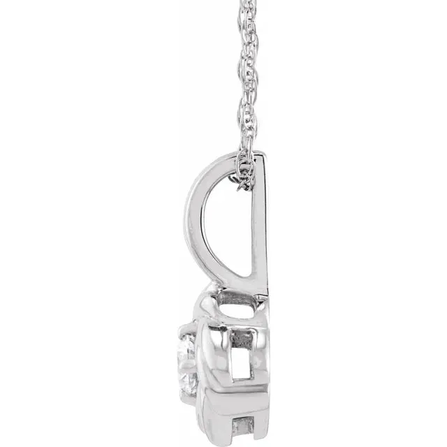 14K White Gold 1/6 CT Natural Diamond Knot 18" Necklace