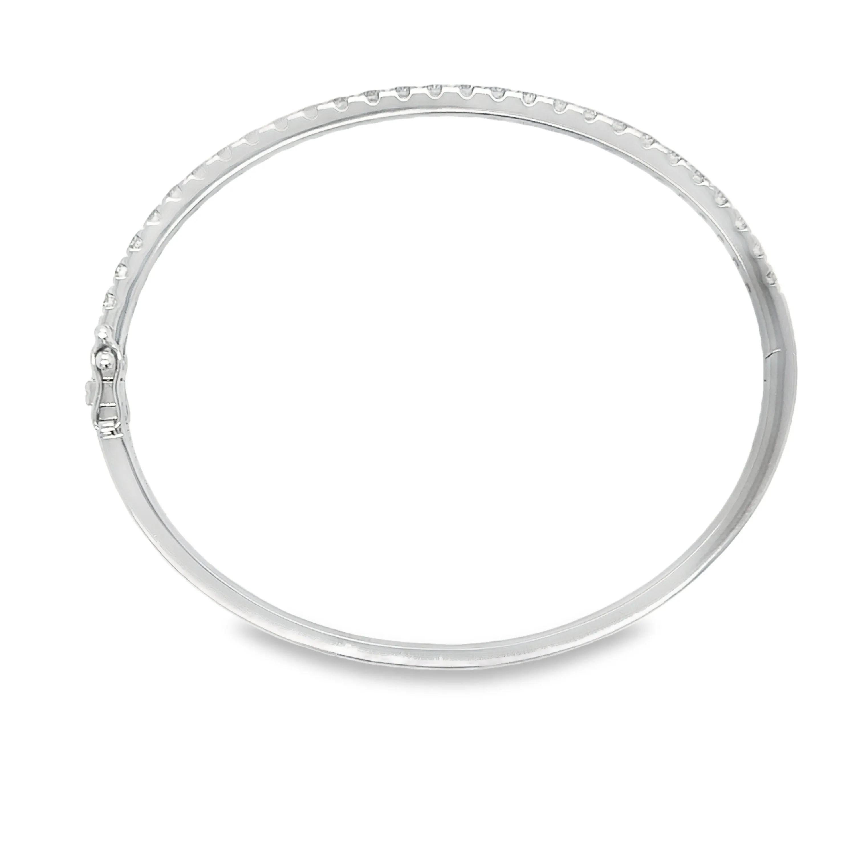 14K White Gold Diamond Bangle Bracelet - 2.06ctw