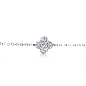 14k White Gold Diamond Clover Bracelet