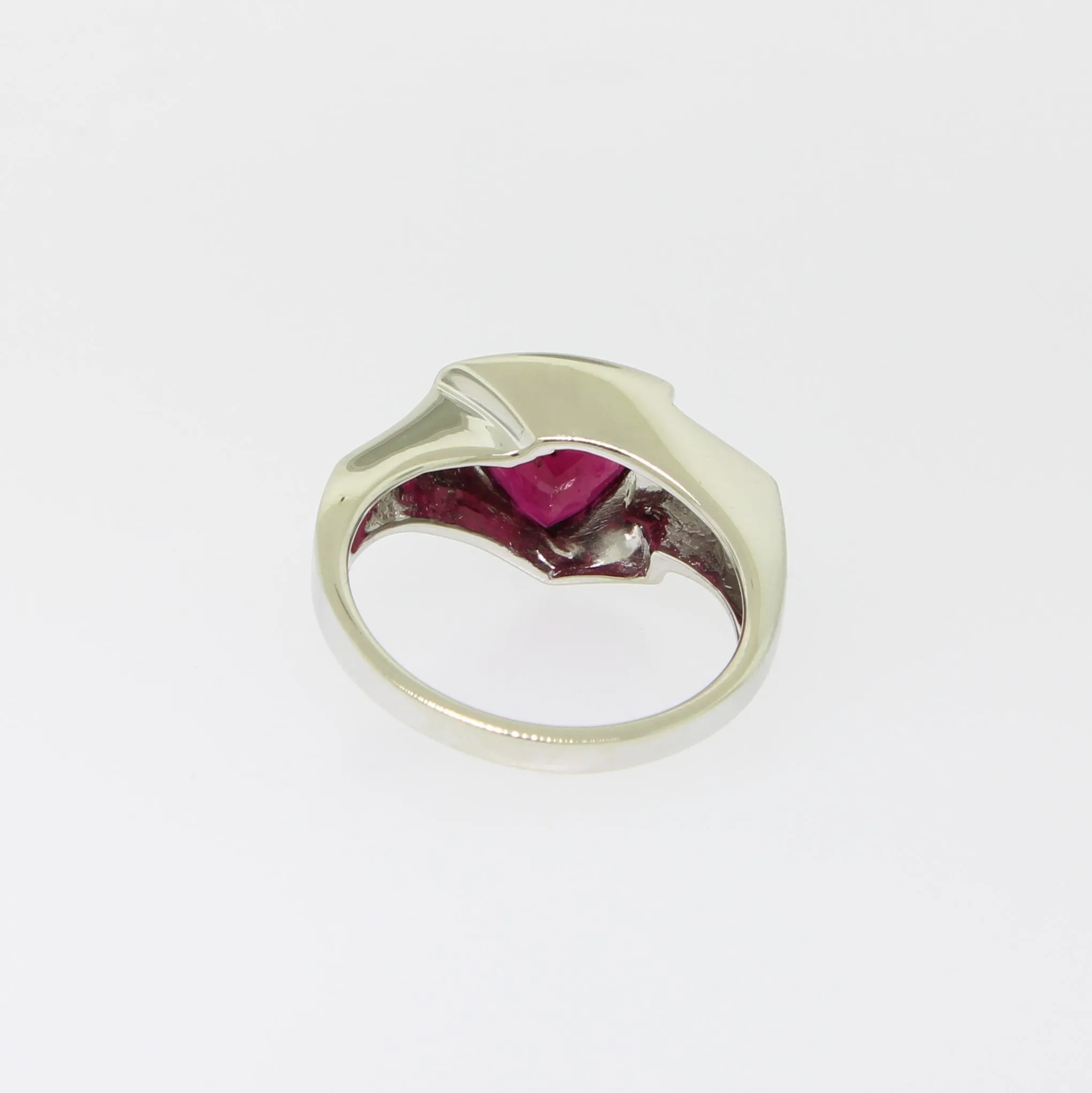 14K White Gold Rubellite Trilliant (2.69ct) with Diamond Accents Size 7 (Estate)