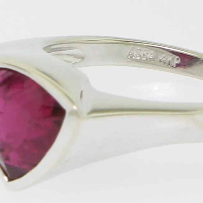 14K White Gold Rubellite Trilliant (2.69ct) with Diamond Accents Size 7 (Estate)