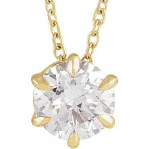 14K Yellow 1 CT Lab-Grown Diamond Solitaire 16-18" Necklace