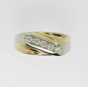 14K Yellow and White Gold Gentlemen's 5 Diamond Ring .50TW Size 14 (Estate)