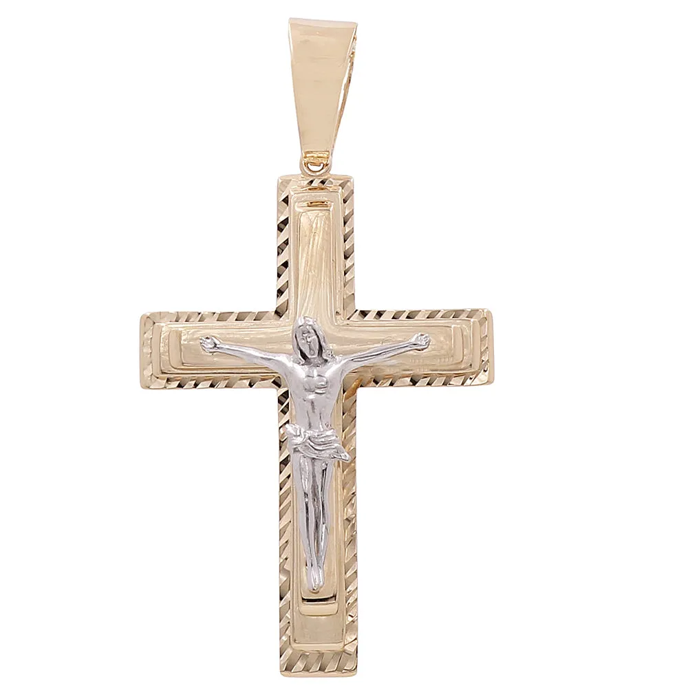 14K Yellow and White Gold Jesus on the Cross