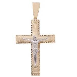 14K Yellow and White Gold Jesus on the Cross