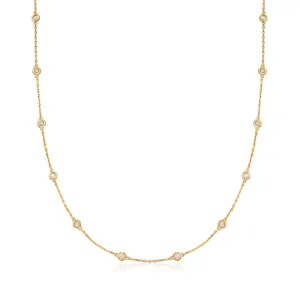 14k Yellow Gold 1.00Ct Diamond 25 Station DBY Necklace