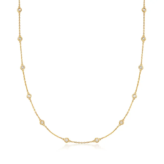 14k Yellow Gold 1.00Ct Diamond 25 Station DBY Necklace