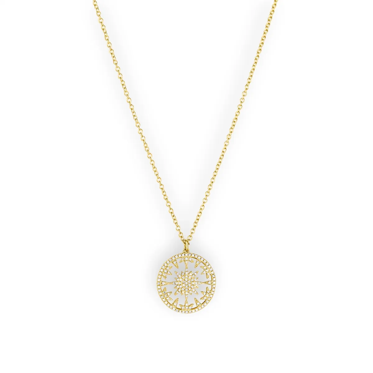 14K Yellow Gold Diamond and Mother of Pearl Necklace