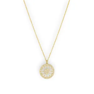 14K Yellow Gold Diamond and Mother of Pearl Necklace